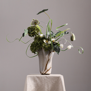 Luce moderna di lusso verde fiori artificiali fatti a mano grande decorazione della tavola di vetro per il soggiorno alberghi ristoranti ville - Product Image 1