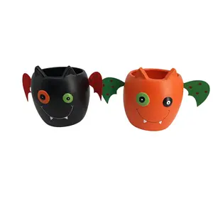 Ceramic Halloween Decoration Painted Bat Garden Ceramic Pots For Plants Pottery Clay And Refurbished House