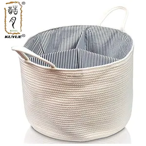 KUYUE Baby Diaper Basket Storage Boxes & Bins Foldable Clothing Organizer Modern Folding Round Customizable Cotton Rope Basket