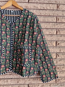 Women's Winter Type Handmade Quilted Cotton Coat Indian Block Print Boho Women Coat, Gift For Her Great Price - Product Image 3