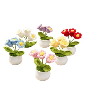 Handmade Crochet Lily of the Valley Potted Plant Pink Blue White Red Yellow Purple <b>Artificial</b> <b>Flower</b> Home Decor Wedding <b>Display</b> - Product Image 5