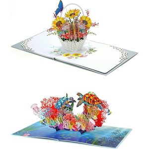 Tarjetas de felicitación 3D emergentes para el Día de la Madre con diseño de girasol y tortuga, regalo artesanal de papel para mamá - Product Image 1