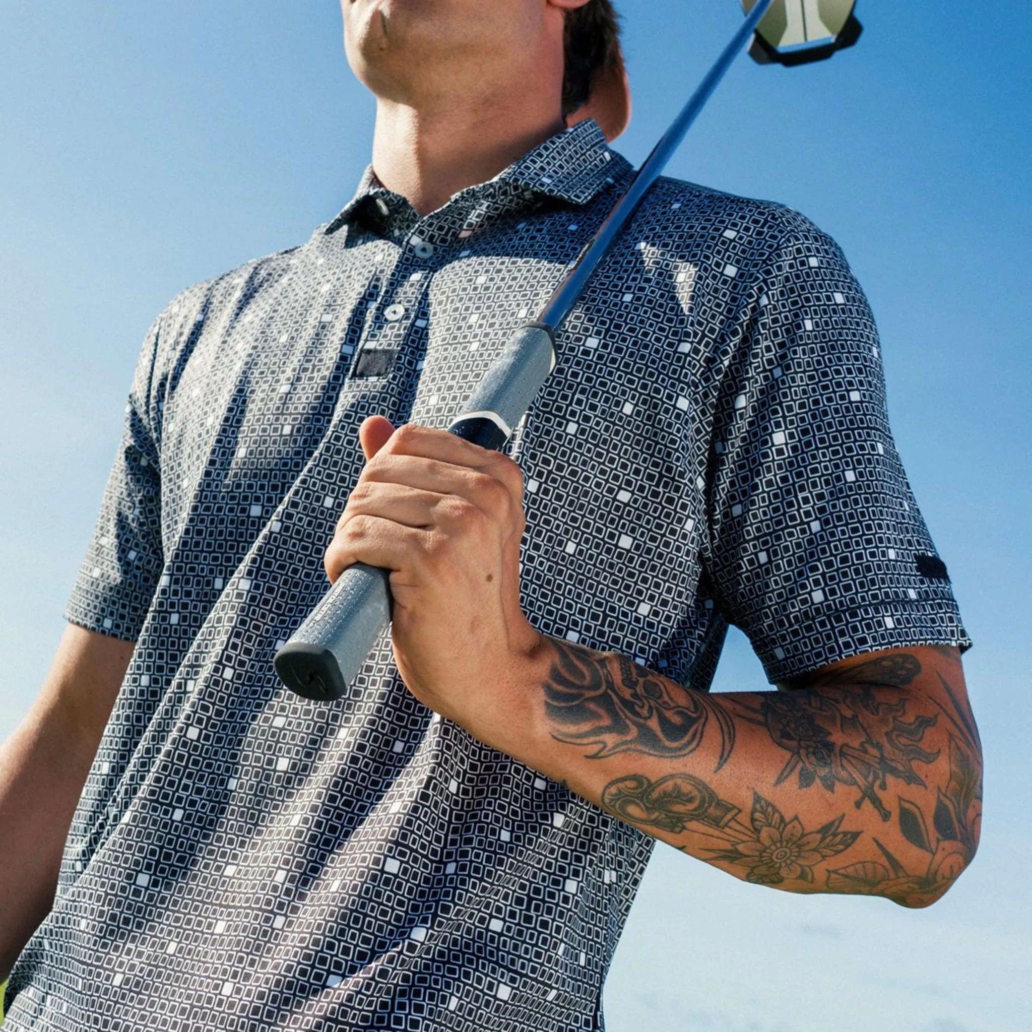 Hochwertige bedruckte T-Shirt Polo schnell trocknen spf50 Sublimation Mann Golf Polo T-Shirt Top Golf Shorts für Männer