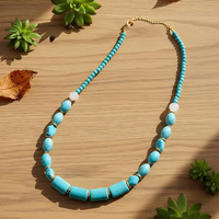 Collier en pierre turquoise naturelle fait main, perles avec chaîne réglable, bijou élégant pour le quotidien, les voyages et les fêtes