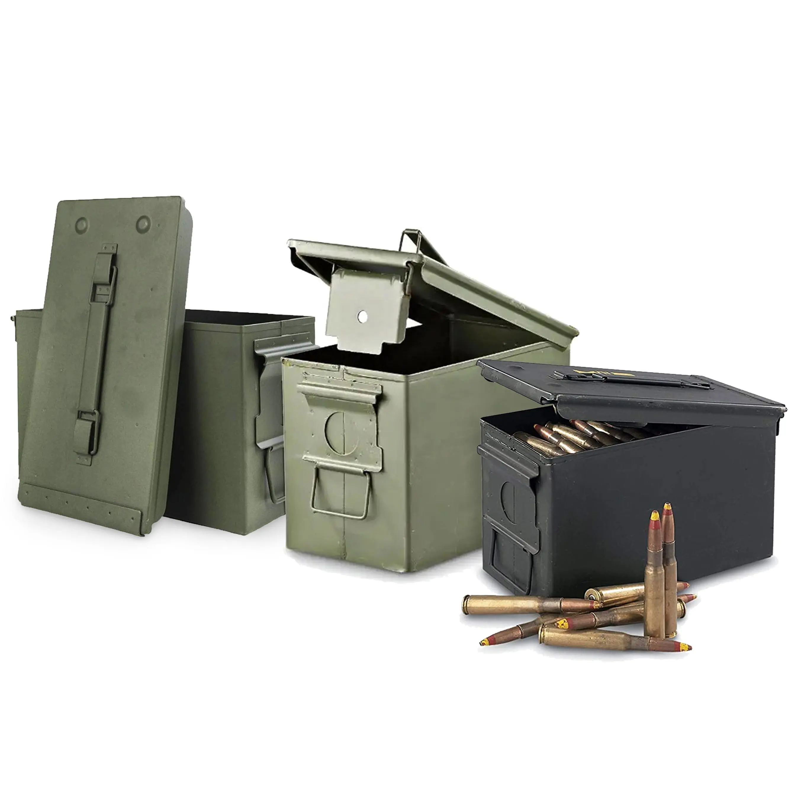 Caja fuerte de almacenamiento personalizada M2A1 50 cal, contenedor de lata de acero y Metal de munición de 9mm