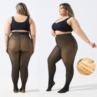 Collants thermiques doublés polaire grande taille, collants translucides, bas résille sexy, bas de corps transparents, pantalons d'hiver