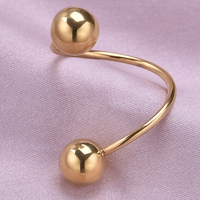 Bagues ajustables en acier inoxydable avec perles pour femmes et hommes, bijoux en métal personnalisés, cadeau d'anniversaire tendance, vente en gros
