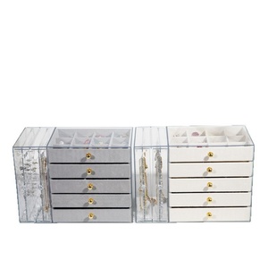 Luxury Acrylic Transparent Rectangular Solid Pattern High Quality Earring <b>Box</b> 5 Drawers Hanging Jewelry Stand Necklace Earrings - Product Image 6