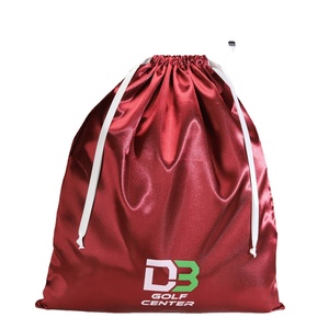 High Quality <b>Burgundy</b> Satin Drawstring Pouch with logo Personalized Satin Handbag Underwear <b>Socks</b> Drawstring Dust Bag - Product Image 1