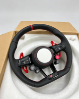Volant en cuir pleine fleur de haute qualité pour Audi avec bouton de démarrage/arrêt à une touche, accessoire de modification de volant sport