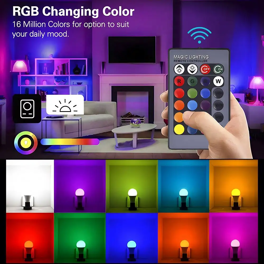 Hot Selling Home Decor 110V/220V RGB Lamps Without Flicker 5W 7W 9W 12W LED RGB Bulb