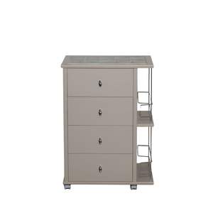 Meuble de cuisine authentique et moderne en bois de hêtre massif avec panneau HDF, chariot à tiroirs, plateau en carrelage, poignées en plastique chromé, porte-bouteilles, 23 kg - Product Image 2