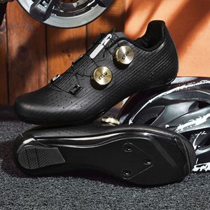 Hoge kwaliteit fiets schoenen met dubbele knoppen, professionele fietsschoenen, lockless platte zool, weg- en <span class=keywords><strong>MTB</strong></span>-schoenen met cleats. - Product Image 1