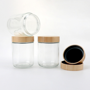 Wide-mouth glass bottle 500ml Clear Glass Jar Wooden Lid airtight Honey Jam Caniste also suit for <b>Bath</b> <b>Salts</b>, Candle - Product Image 2
