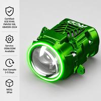 Phare LED professionnel 12V 72W à refroidissement par ventilateur turbo, 6000K, avec boîtier rouge de 3 pouces, bi-feux, pour véhicules RHD (conduite à droite), nouveau modèle de retrofit