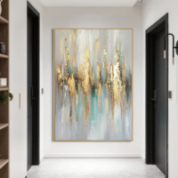 Peinture murale abstraite moderne Wabi Sabi, peinte à la main à l'huile sur toile avec feuille d'or, design texturé 3D pour la décoration du salon