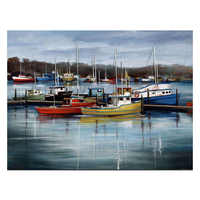 Peinture à l'huile abstraite moderne peinte à la main sur toile, motif bateaux et paysage marin, pour salon (vente en gros)