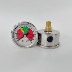 เกจวัดความดันเติมน้ำมันสำหรับถังดับเพลิง, <span class=keywords><strong>2500</strong></span> kPa 40มม. 1/8ตัวเรือนสแตนเลสด้านหลังเชื่อมต่อกับถังน้ำมัน - Product Image 2