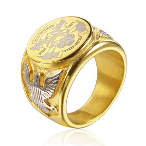 Anillos de sello de escudo de águila de acero inoxidable de EE. UU. personalizados para ejército/Marina/Cuerpo de Marines y joyería militar patriótica de la Fuerza Aérea para hombres - Product Image 2