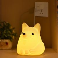 Mini lampe tactile USB 7 couleurs blanc chaud en silicone en forme de renard, Kawaii, souple, rechargeable, veilleuse pour enfants