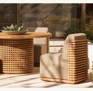 Sassanid extérieur nouveauté patio jardin ensembles hôtel de luxe complexe extérieur mobilier ensemble trélican teck rond table à manger - Product Image 5