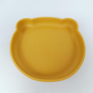 Assiette à ventouse en silicone pour bébé Design d'ours Vaisselle en silicone de qualité alimentaire pour l'alimentation des bébés Assiette en silicone antidérapante - Product Image 3