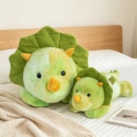 Almohada de Peluche de Triceratops Verde Degradado, Cojín de Dinosaurio Suave y Esponjoso para Sofá, Almohada para Dormir, Regalo para Niños Amantes de los Dinosaurios