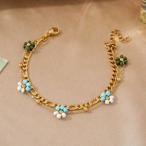 Trendy Anti Tarnish Wholesale Custom Brand logo 14k 18k PVD Gold Plated Stainless Steel Charm Bracelet for Women <b>Men</b> - Product Image 6