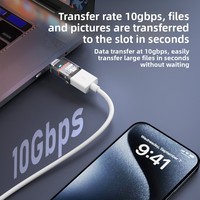 Adaptateur USB C JILIAN 120W Transparent DC USB3.2/Gen2/Type-C Double Face avec Fonction OTG et Transmission de Données 10 Gbit/s