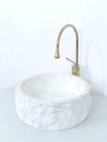 Lavabo rond en résine de béton d'art moderne fait à la main, pierre artificielle, motif marbré, comptoir lisse, lavabos de salle de bain, hôtels