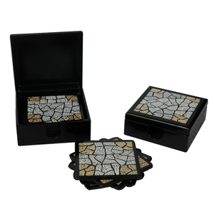 LUXURY HANDCRAFTED DURABLE GRAND SQUARE LACQUER <b>COASTER</b> in HOLDER SET of 4 - Product Image 5