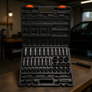 Jeu de douilles à chocs métriques de 43 pièces, 1/2 pouce, 9 à 30 mm, profondeur standard, assortiment de qualité industrielle, finition oxyde noir - Product Image 2