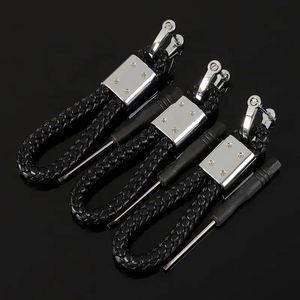 Hand Woven Leather Car Logo Brand KeyChain Detachable Metal Car Custom <b>Key</b> <b>Chain</b> - Product Image 4