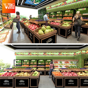 Exhibición de tienda de supermercado, estantes de madera para frutas y verduras frescas, soporte de descascarado, Equipo de mesa, muebles - Product Image 6