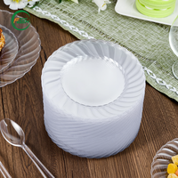Assiettes jetables en plastique PS brillant de qualité supérieure, vaisselle de qualité alimentaire pour mariage et fête d'anniversaire, vente en gros