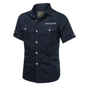 Camisa de Trabajo de Manga Corta para <span class=keywords><strong>Hombre</strong></span>, 100% Algodón, Antiarrugas, Transpirable, con Múltiples Bolsillos, Uniforme para Entrenamiento al Aire Libre - Product Image 5