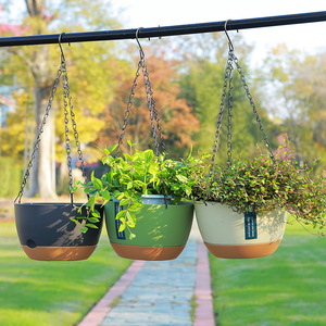 Hanging <b>Basket</b> Flower Pot Resin Self Watering Round Multi Color For Home Balcony Garden Decor - Product Image 4