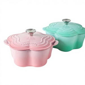 Pentola <span class=keywords><strong>in</strong></span> <span class=keywords><strong>Ghisa</strong></span> Smaltata a Forma di Petalo, Lusso Accessibile, Pentola Mini Ispessita per Zuppe e Stufati, Utensile da Cucina Domestico - Product Image 3