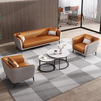 Canapé de bureau modulaire en cuir de haute qualité, design européen moderne et confortable, ensemble de meubles de bureau personnalisés