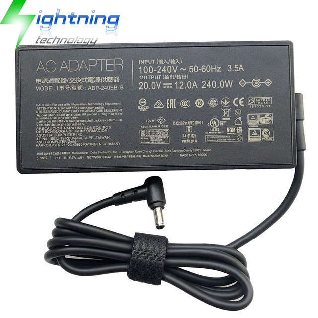 New Genuine Original 240W 20V 12A 6.0*3.7mm ADP-240EB B Laptop Adapter for Asus ROG Zephyrus S17 GX701 GX701LWS-XS76 Charger