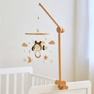 Angelo bambino Mobile in <span class=keywords><strong>legno</strong></span> Crochet vivaio decorazione con giocattolo musicale morbido feltro giocattoli per ragazze lettiera - Product Image 2