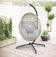 Fauteuils suspendus et balançoires d'extérieur en rotin PE avec structure métallique et coussin, pour salon et salle de sport, emballage en carton KD