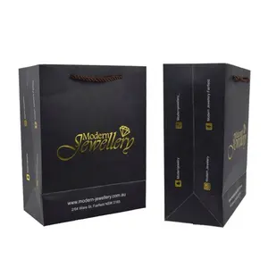 Custom Wholesale Design Printed Shopping Gift Packaging With Your Own Logo Luxury Black Retail Paper Bag For Clothes