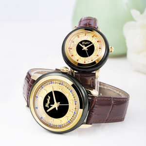 Montre de luxe avec cadran zodiacal en jade Hetian, bracelet en cuir, montre à quartz tendance pour couple, pour hommes et femmes - Product Image 3