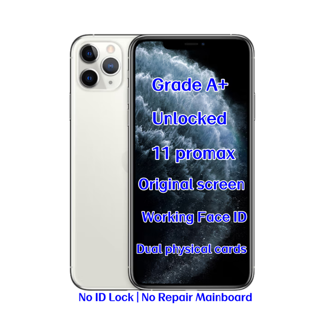 Wholesale Unlocked iPhone 11 Pro Max Silver 64GB 4G LTE Face ID Original Used Smartphone for Mobile Shop Retail Purchase