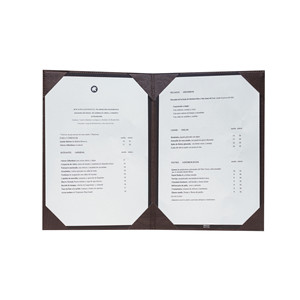 Porta Menu in Legno Marrone Scuro con Finitura Venata, Rettangolare, Resistente, per Uso Ristorante, Design Moderno - Product Image 2