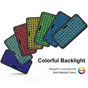 คีย์บอร์ดไร้สายขนาดเล็ก BT พร้อมไฟ RGB Backlit ปุ่มกดแบบ Capacitive สำหรับแล็ปท็อป แท็บเล็ต สมาร์ทโฟน คีย์บอร์ดพกพาสำหรับสำนักงาน - Product Image 6
