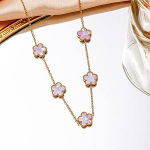 สร้อยคอแฟชั่นขายส่งสุดฮอต 13 มม. ลายโคลเวอร์นำโชค ชุบทองคำแท้ 18k สร้อยคอสแตนเลส สำหรับลูกค้า VIP เท่านั้น - Product Image 4