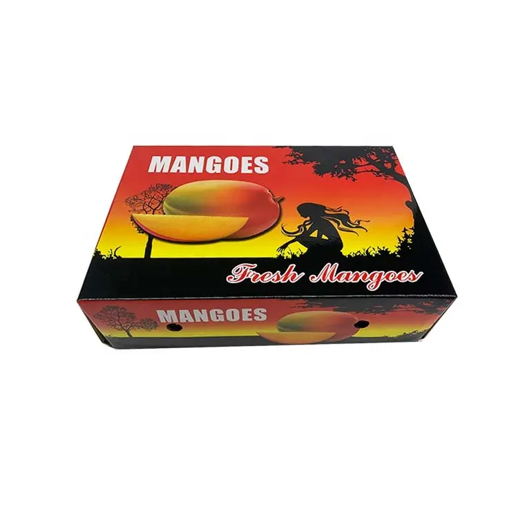 Kunden spezifische Logo Mango Obst Verpackung Wellpappe Box mit Deckel