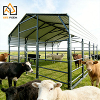 Équipement équestre, stalles portables pour chevaux, 6x9m, abri pour bétail en extérieur, cadre en acier galvanisé à chaud, toit en tôle métallique, 2 ans